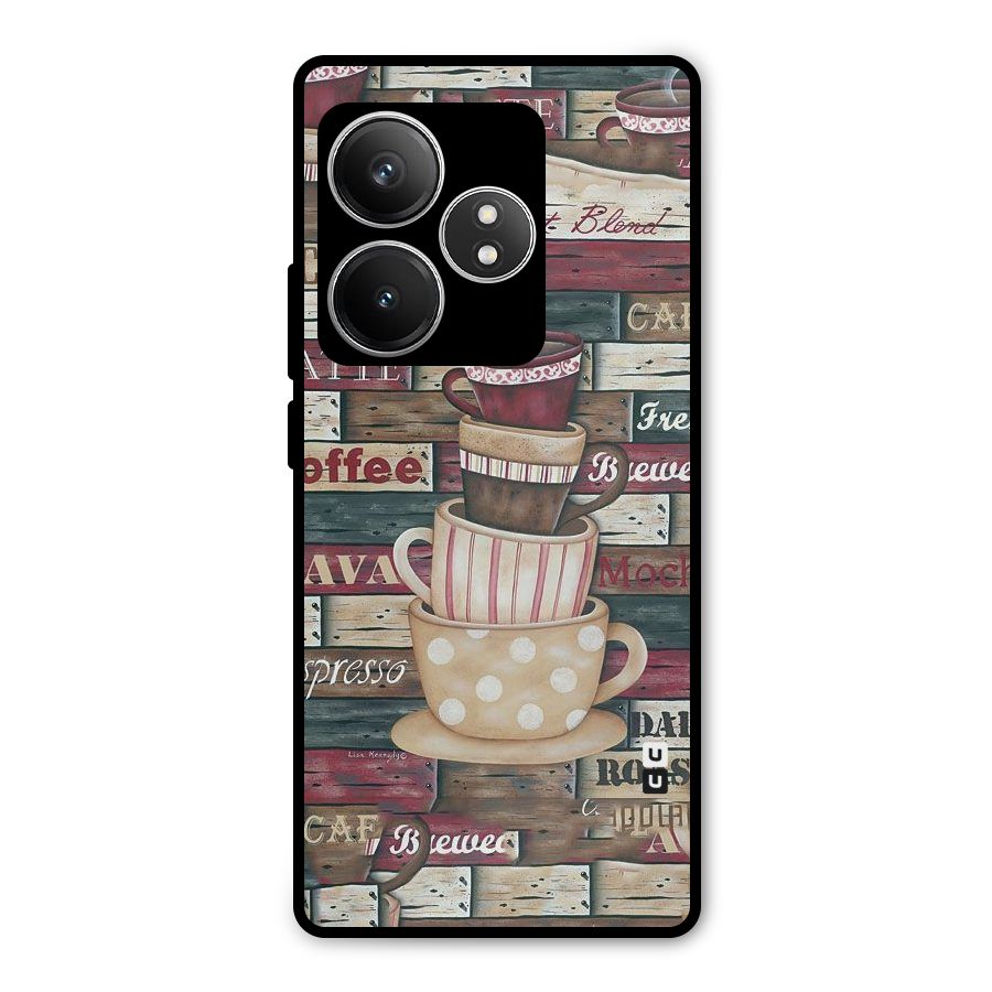 Cute Coffee Cups Metal Back Case for Realme GT 6T