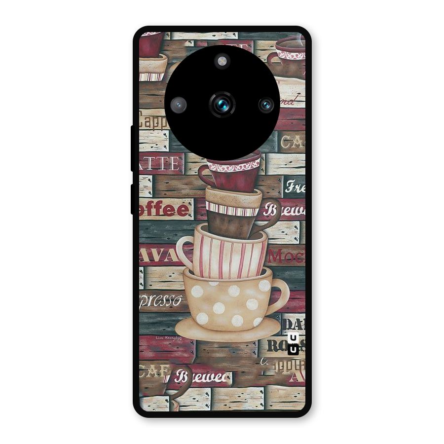 Cute Coffee Cups Metal Back Case for Realme Narzo 60 Pro