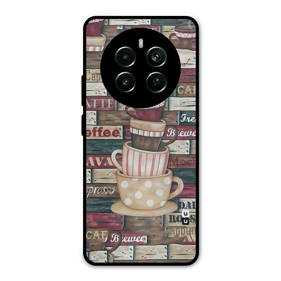 Cute Coffee Cups Metal Back Case for Realme Narzo 70 Pro