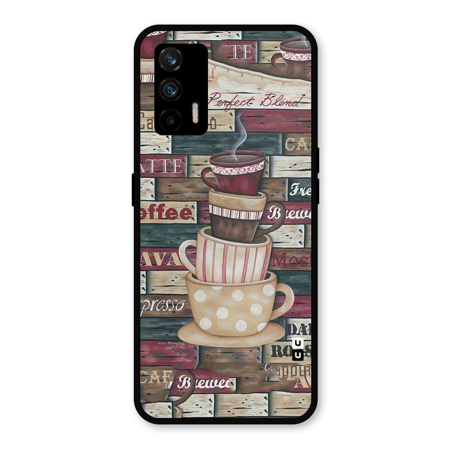 Cute Coffee Cups Metal Back Case for Realme X7 Max