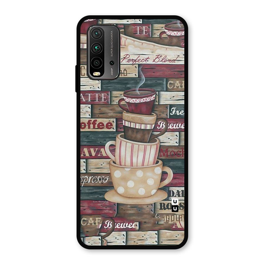 Cute Coffee Cups Metal Back Case for Redmi 9 Power