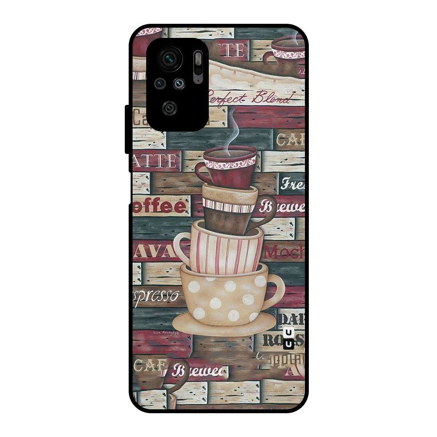 Cute Coffee Cups Metal Back Case for Redmi Note 10