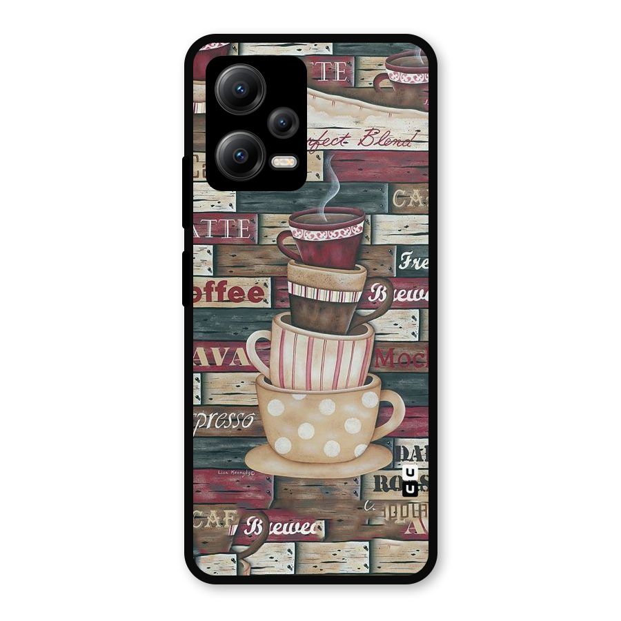 Cute Coffee Cups Metal Back Case for Redmi Note 12 5G