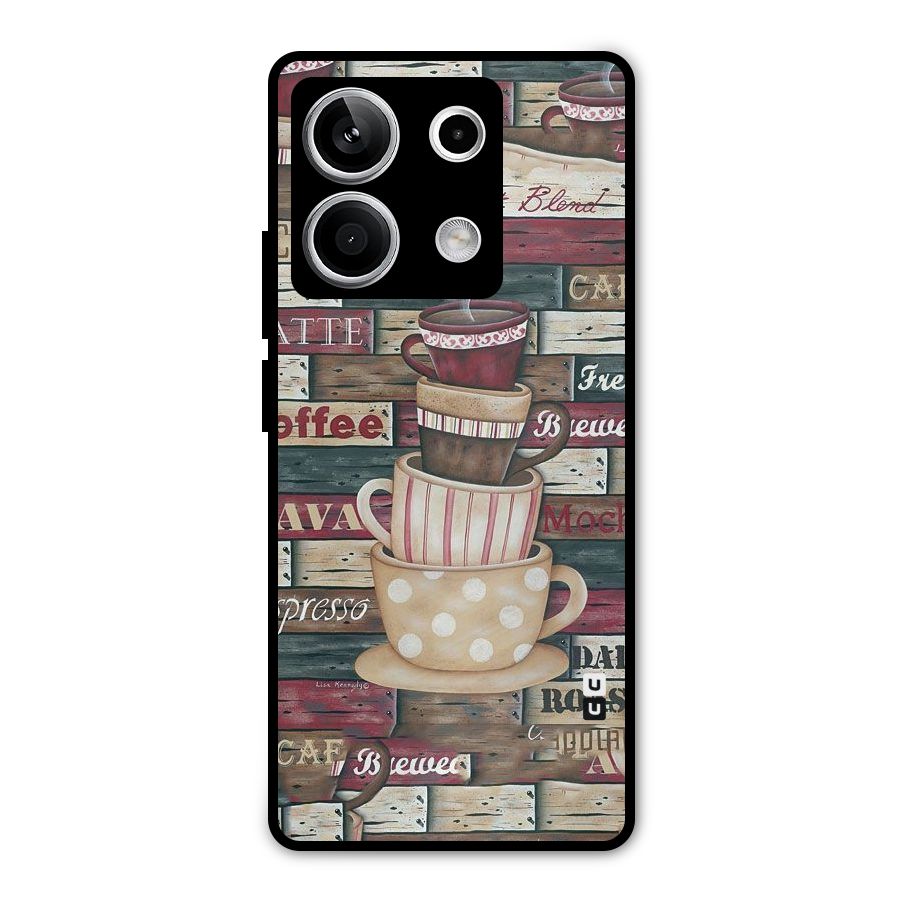 Cute Coffee Cups Metal Back Case for Redmi Note 13 5G