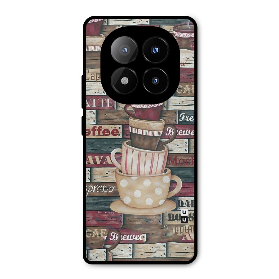 Cute Coffee Cups Metal Back Case for Redmi Note 14 Pro Plus 5G