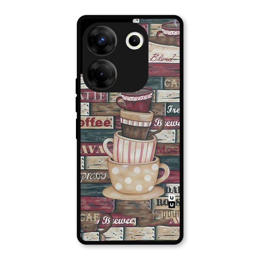 Cute Coffee Cups Metal Back Case for Tecno Camon 20 Pro