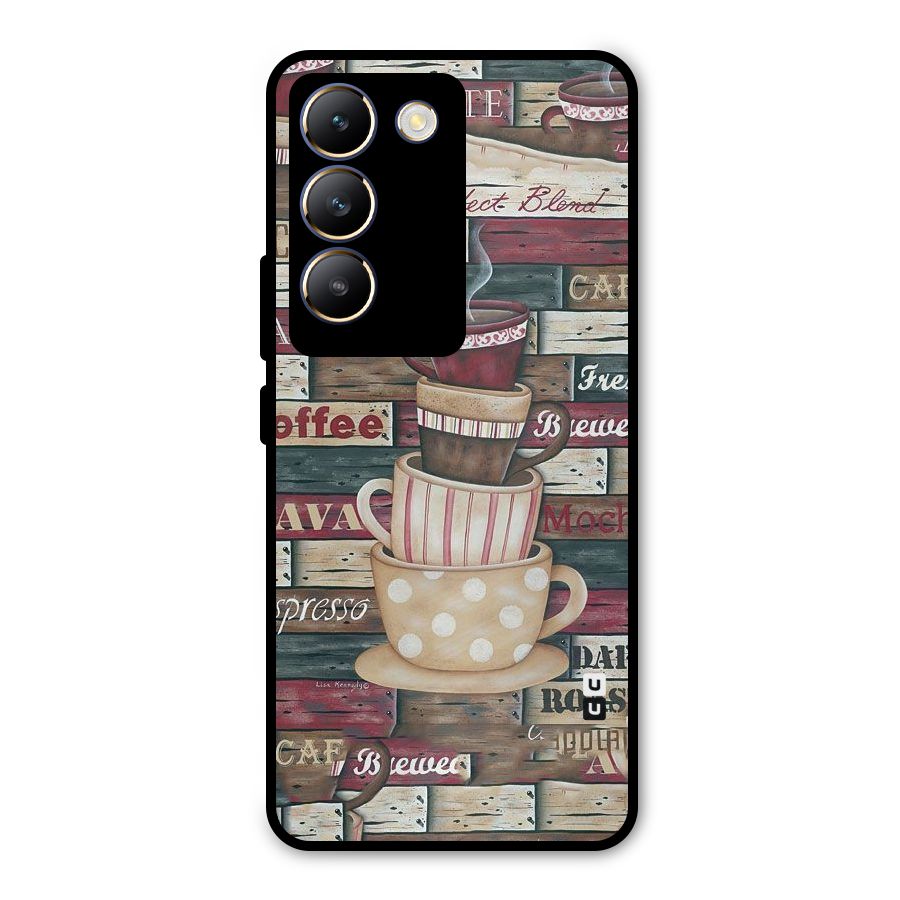 Cute Coffee Cups Metal Back Case for Vivo T3 5G