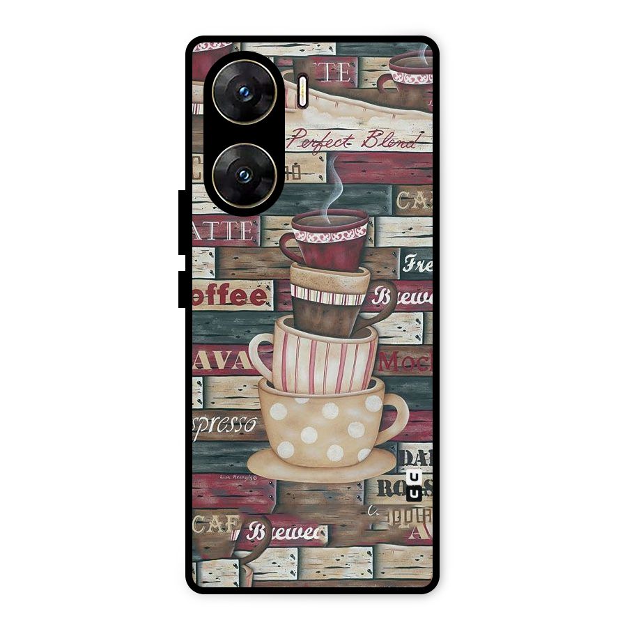Cute Coffee Cups Metal Back Case for Vivo V29e