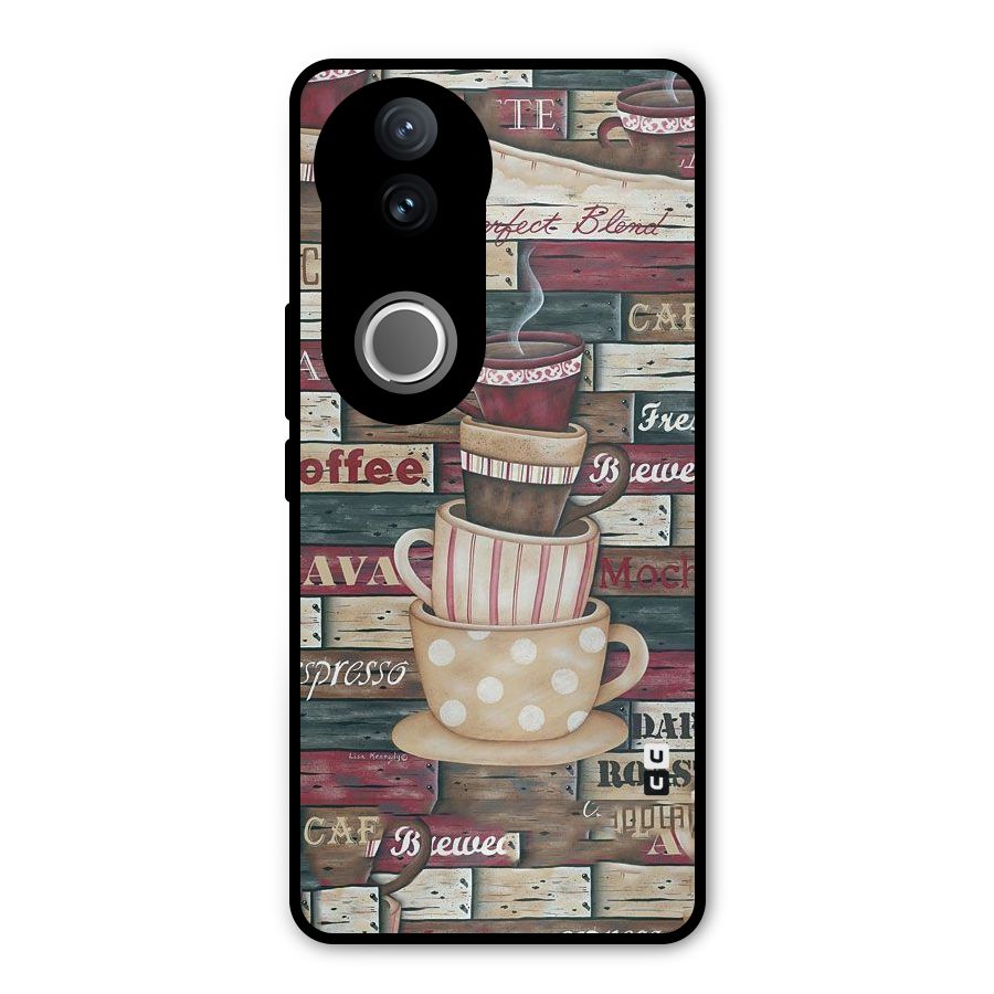Cute Coffee Cups Metal Back Case for Vivo V50e