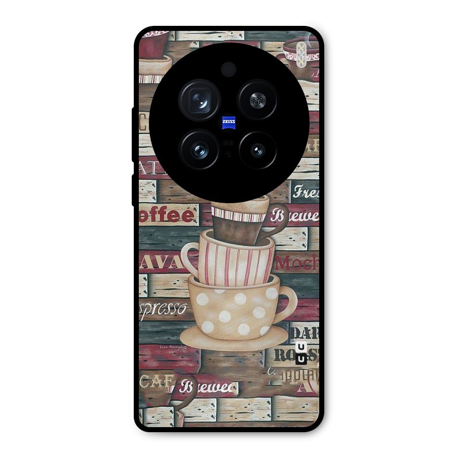 Cute Coffee Cups Metal Back Case for Vivo X200 Pro
