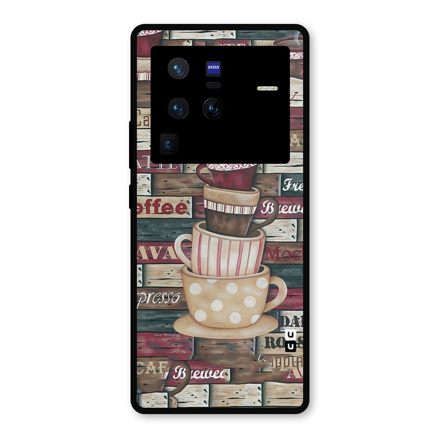 Cute Coffee Cups Metal Back Case for Vivo X80 Pro