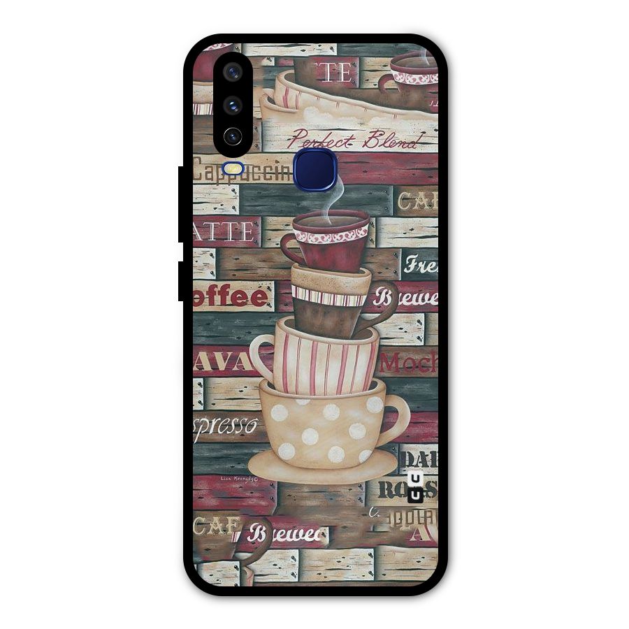 Cute Coffee Cups Metal Back Case for Vivo Y15