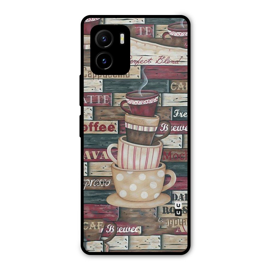 Cute Coffee Cups Metal Back Case for Vivo Y15s