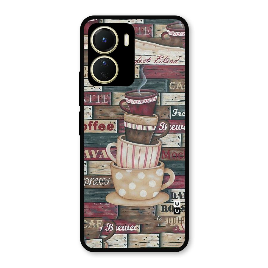 Cute Coffee Cups Metal Back Case for Vivo Y16