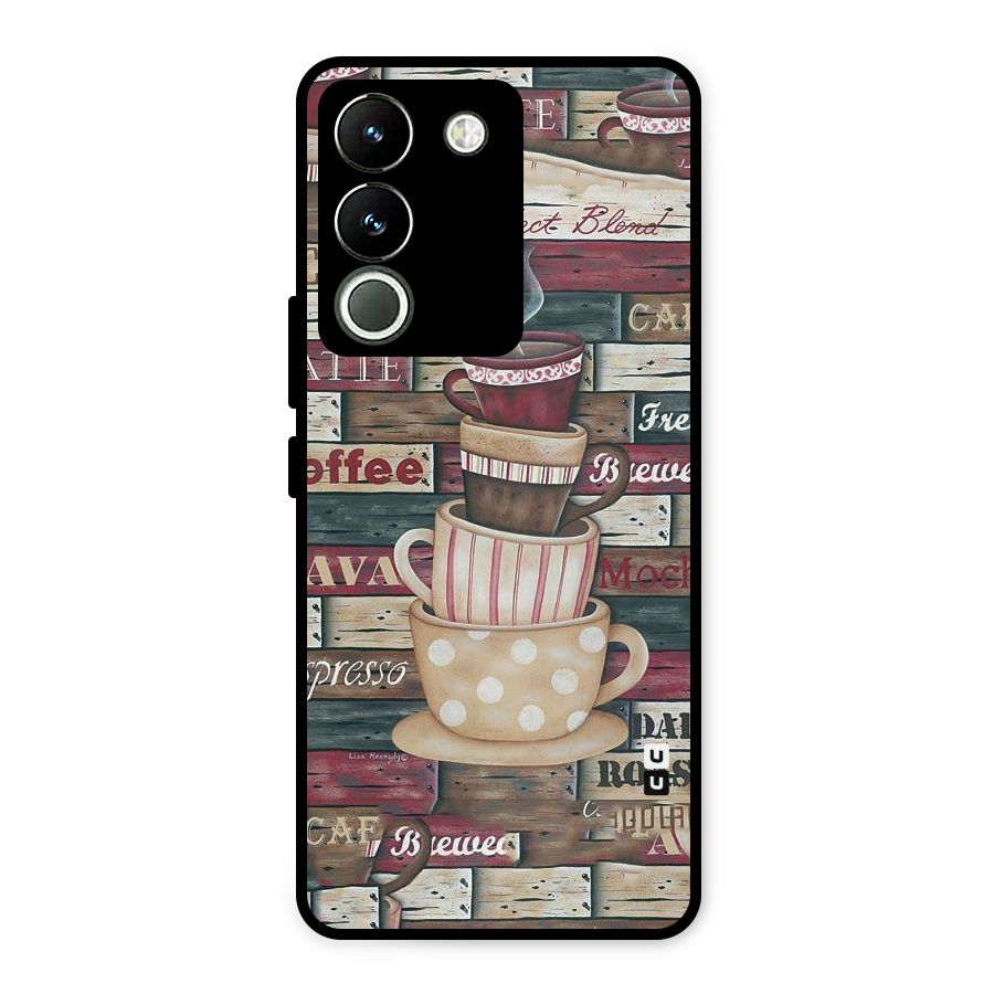 Cute Coffee Cups Metal Back Case for Vivo Y200