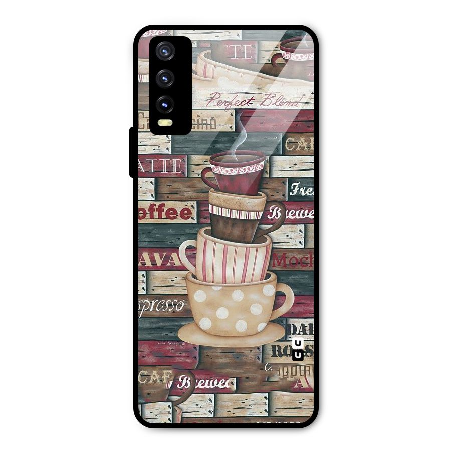 Cute Coffee Cups Metal Back Case for Vivo Y20g