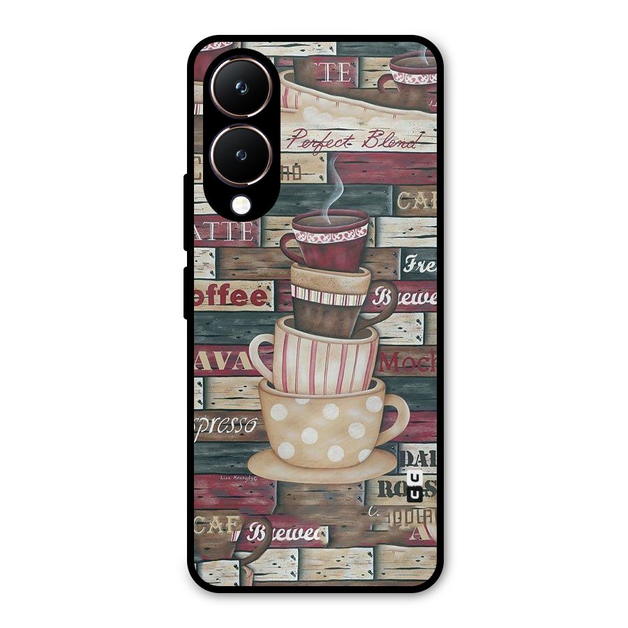 Cute Coffee Cups Metal Back Case for Vivo Y28