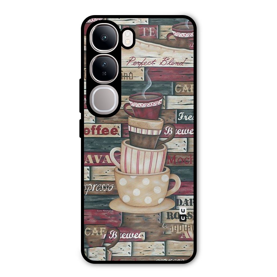 Cute Coffee Cups Metal Back Case for Vivo Y300