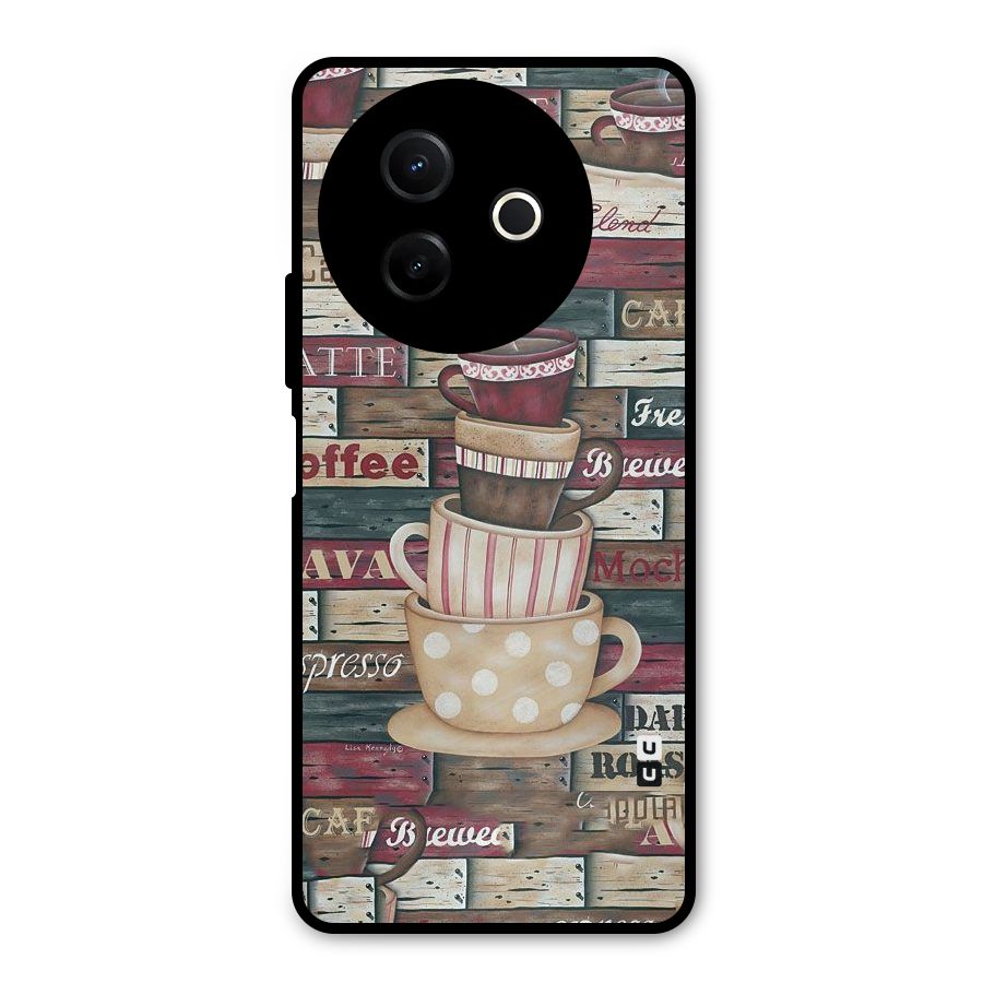 Cute Coffee Cups Metal Back Case for Vivo Y39