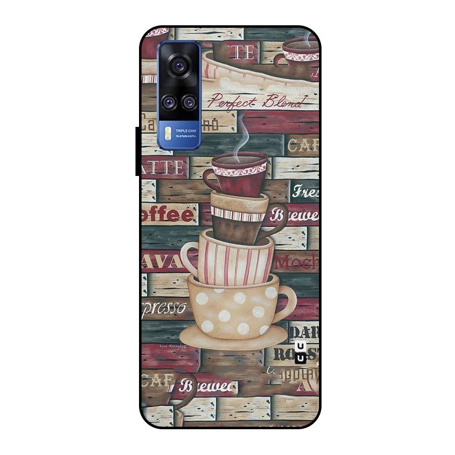 Cute Coffee Cups Metal Back Case for Vivo Y51