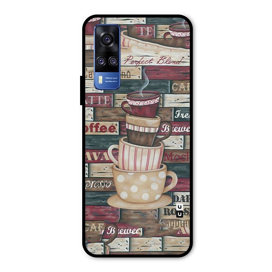 Cute Coffee Cups Metal Back Case for Vivo Y51A