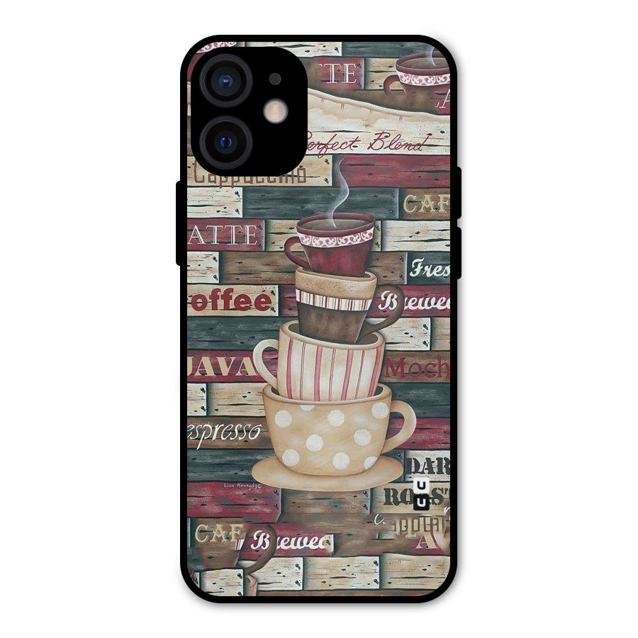 Cute Coffee Cups Metal Back Case for iPhone 12 Mini