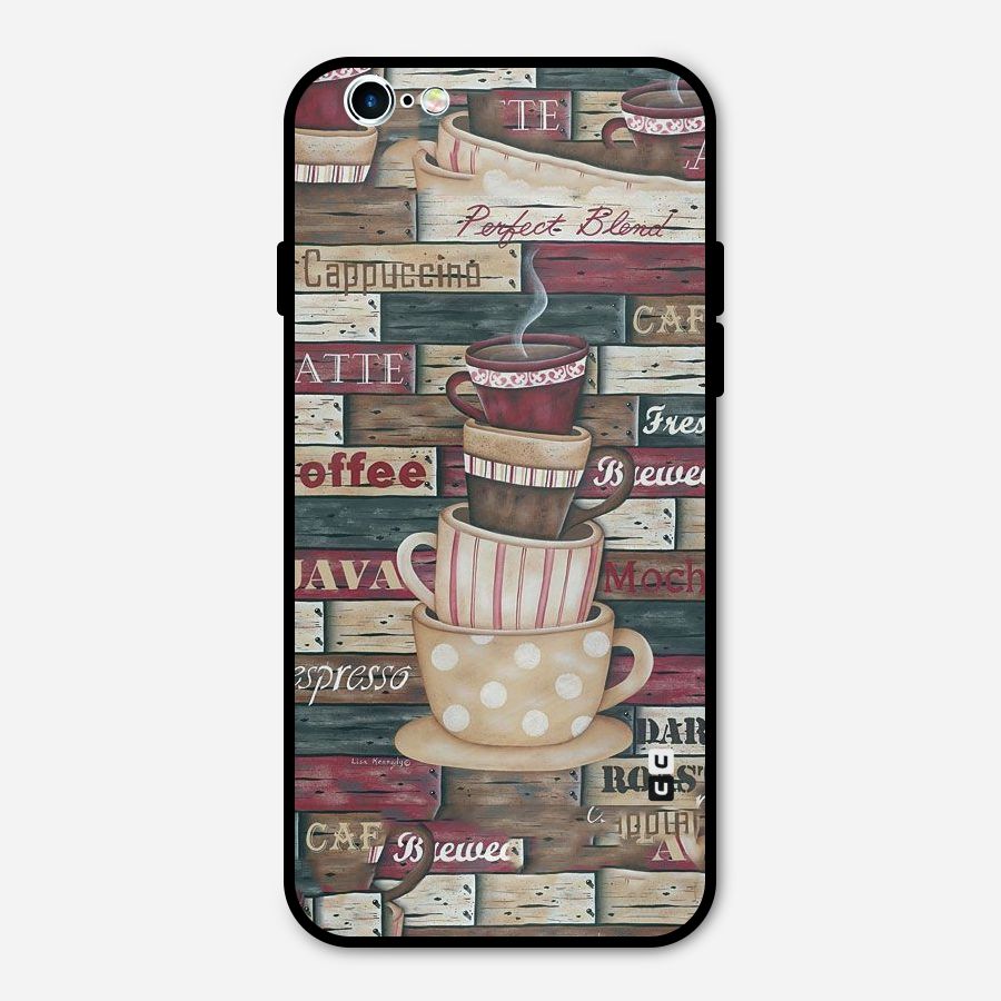 Cute Coffee Cups Metal Back Case for iPhone 6 6s
