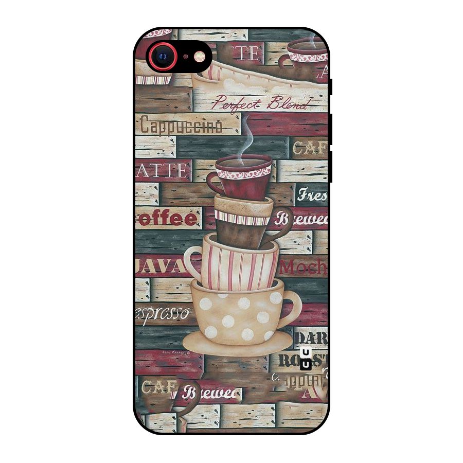 Cute Coffee Cups Metal Back Case for iPhone SE 2020