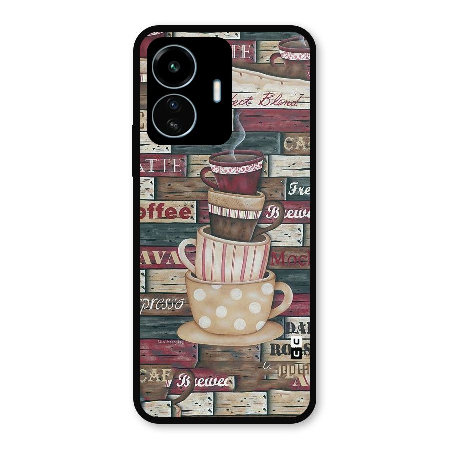 Cute Coffee Cups Metal Back Case for vivo iQOO Z6 Lite 5G
