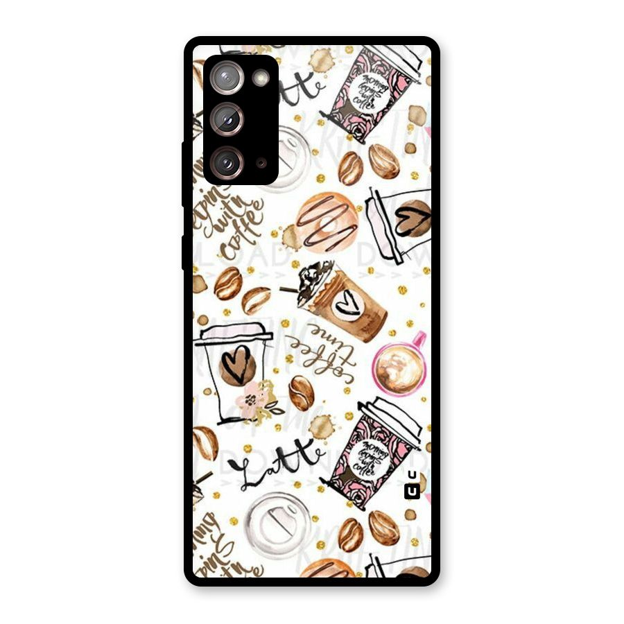 Cute Coffee Pattern Glass Back Case for Galaxy Note 20