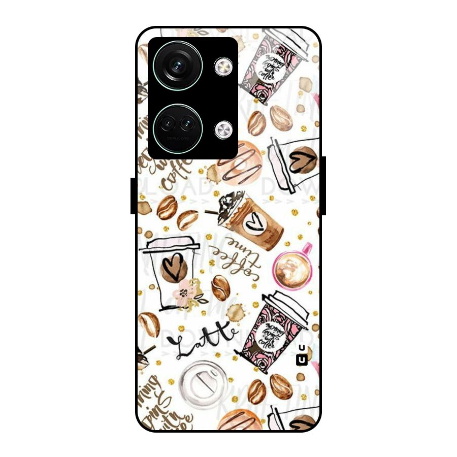 Cute Coffee Pattern Glass Back Case for Oneplus Nord 3