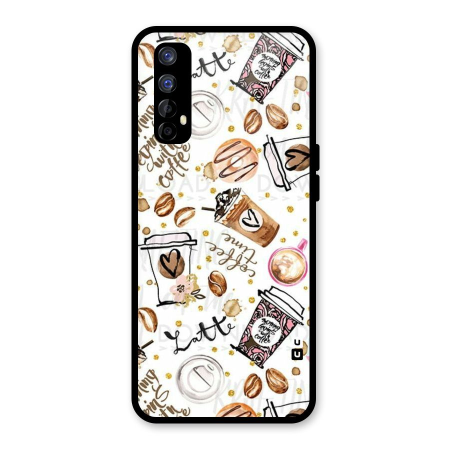 Cute Coffee Pattern Glass Back Case for Realme Narzo 20 Pro