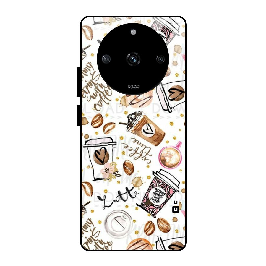 Cute Coffee Pattern Glass Back Case for Realme Narzo 60 5G