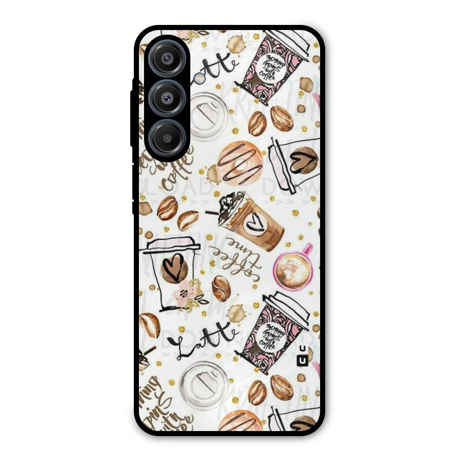 Cute Coffee Pattern Metal Back Case for Galaxy A16 5G