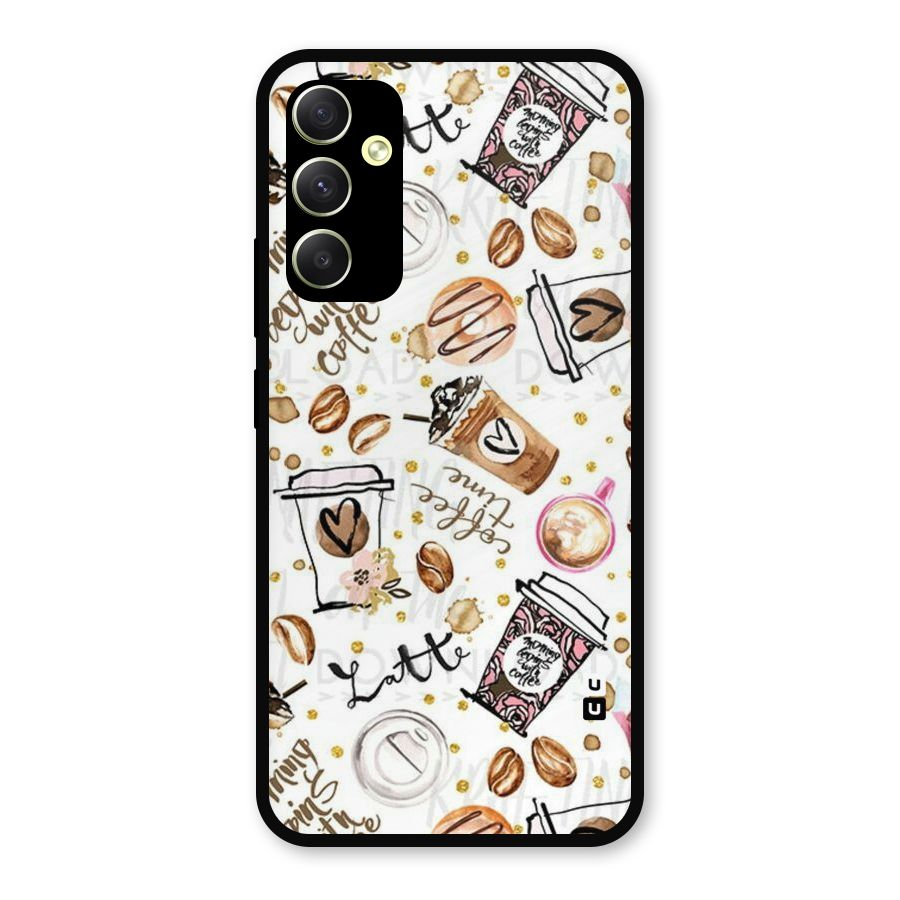 Cute Coffee Pattern Metal Back Case for Galaxy A34