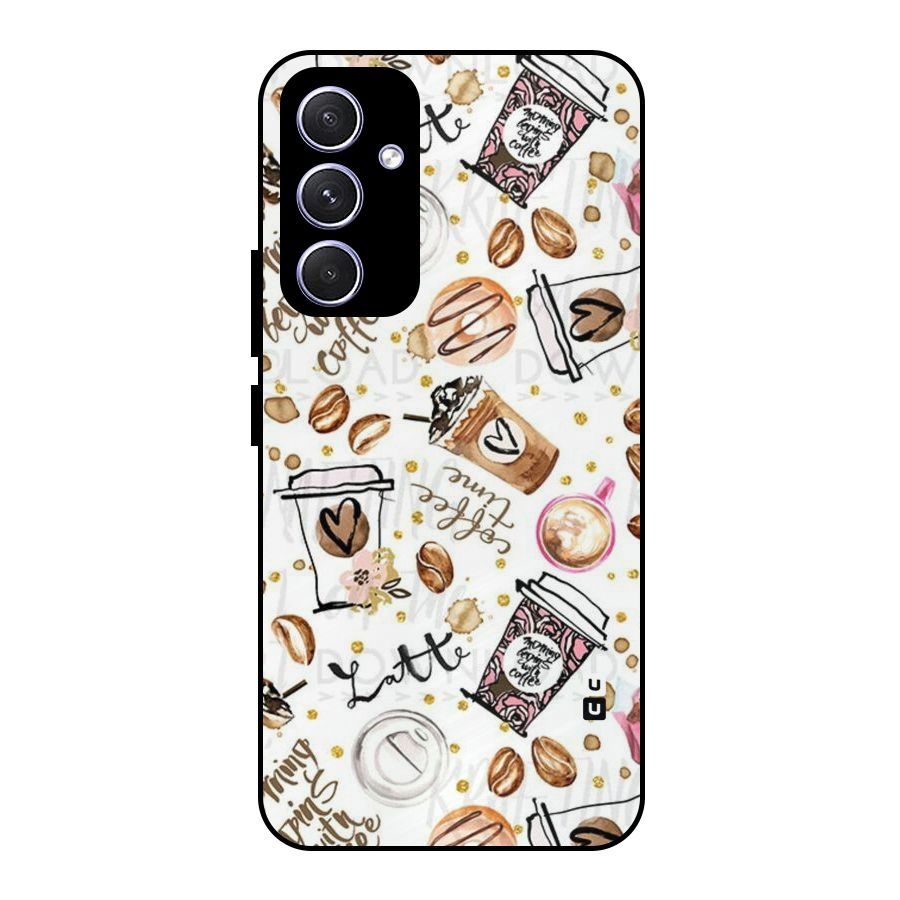 Cute Coffee Pattern Metal Back Case for Galaxy A54