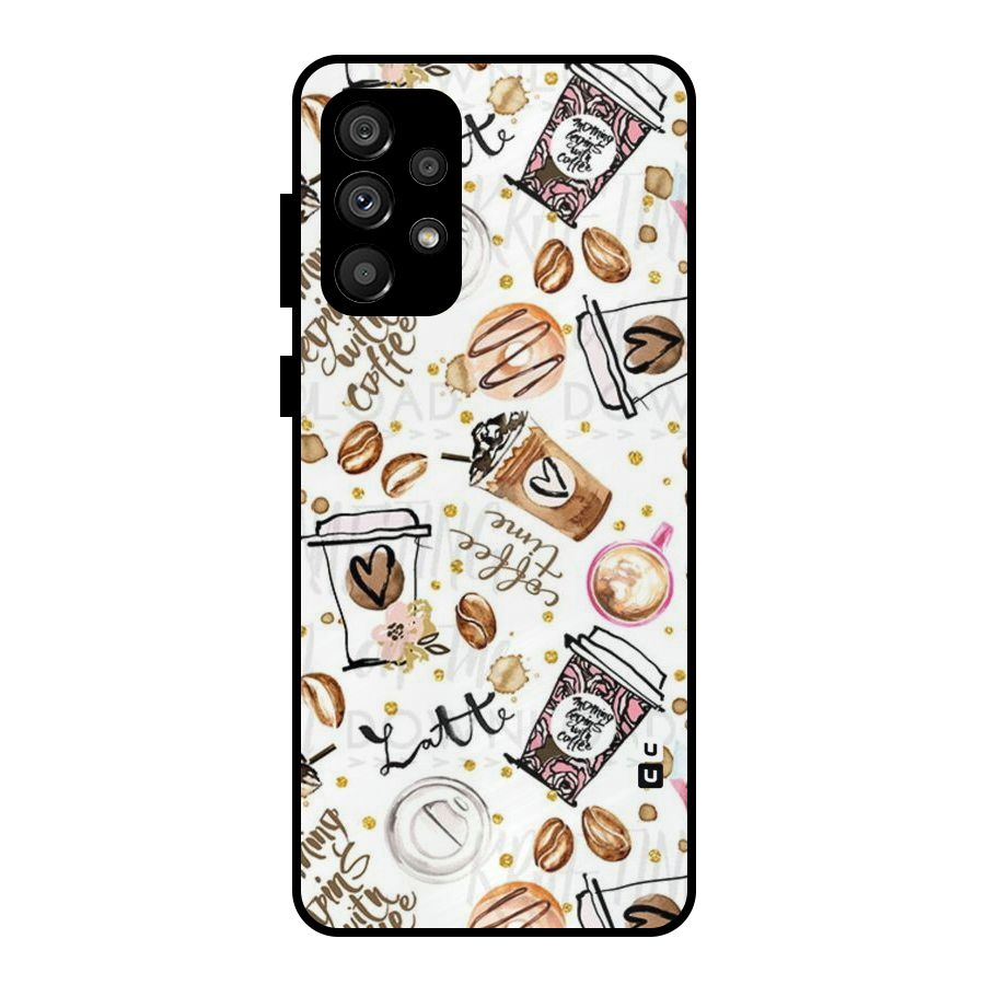 Cute Coffee Pattern Metal Back Case for Galaxy A73 5G
