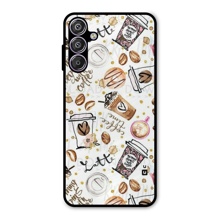 Cute Coffee Pattern Metal Back Case for Galaxy F15