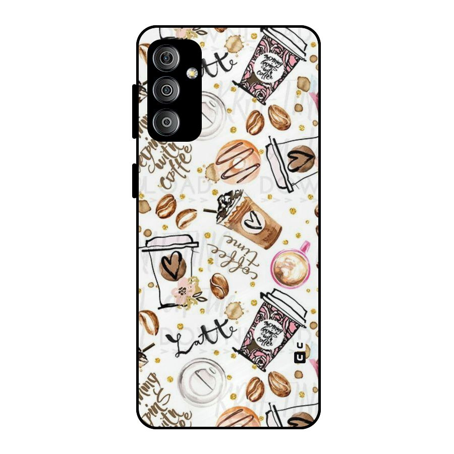Cute Coffee Pattern Metal Back Case for Galaxy F23