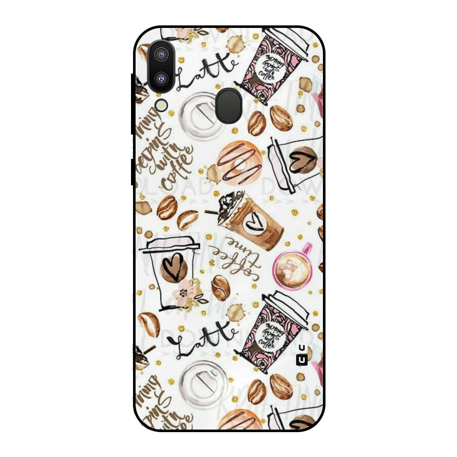 Cute Coffee Pattern Metal Back Case for Galaxy M20