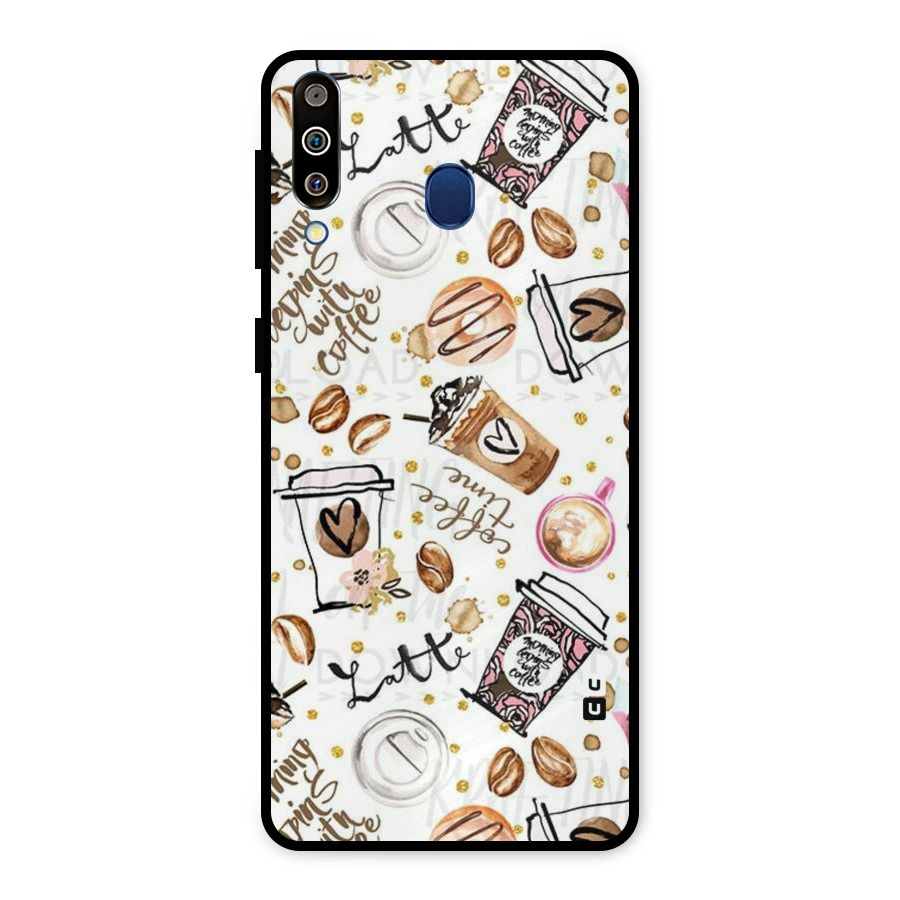 Cute Coffee Pattern Metal Back Case for Galaxy M30