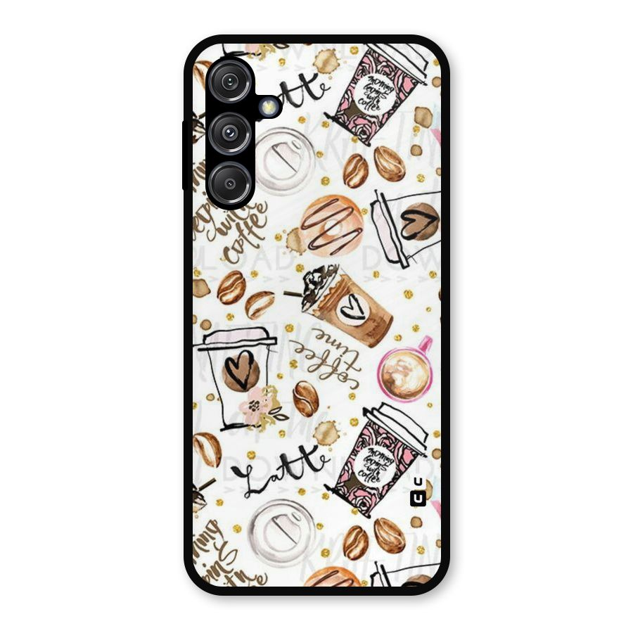 Cute Coffee Pattern Metal Back Case for Galaxy M34 5G