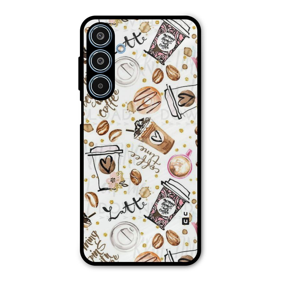 Cute Coffee Pattern Metal Back Case for Galaxy M35