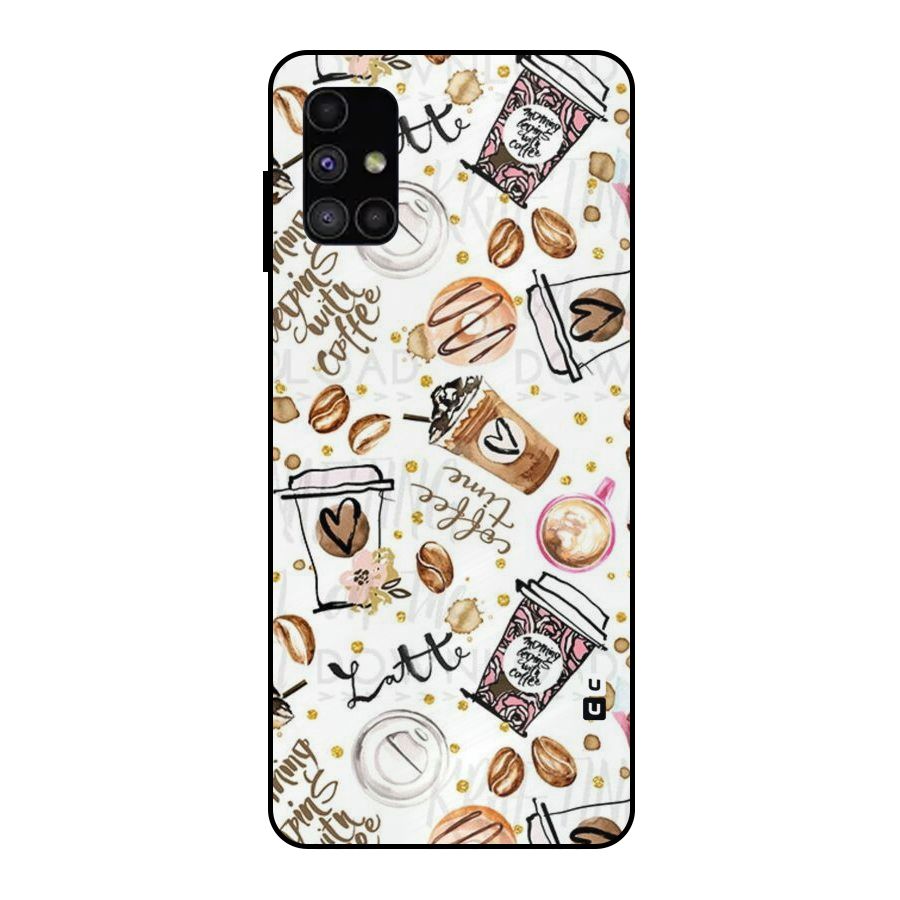 Cute Coffee Pattern Metal Back Case for Galaxy M51