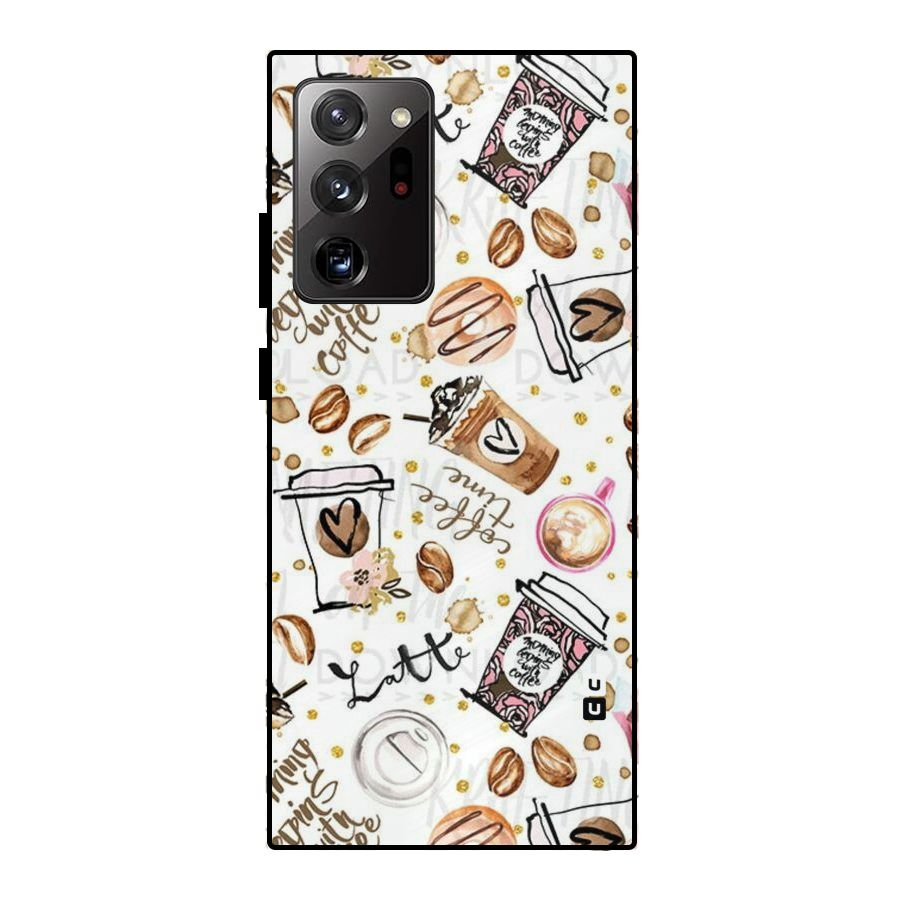 Cute Coffee Pattern Metal Back Case for Galaxy Note 20 Ultra