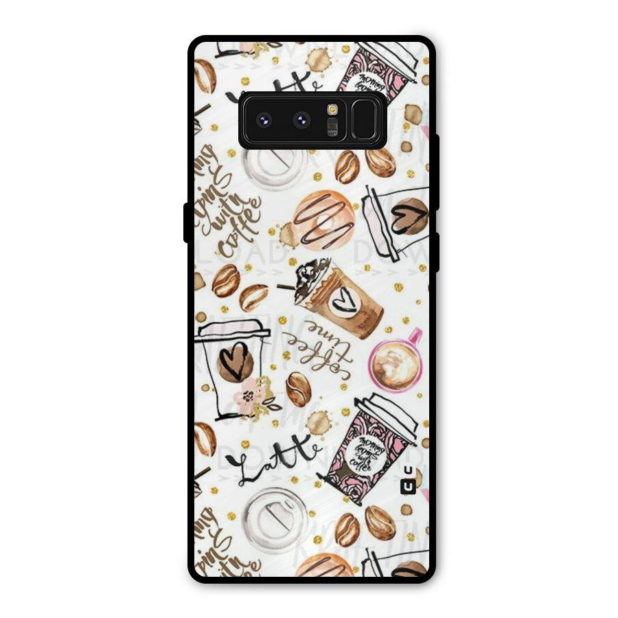 Cute Coffee Pattern Metal Back Case for Galaxy Note 8