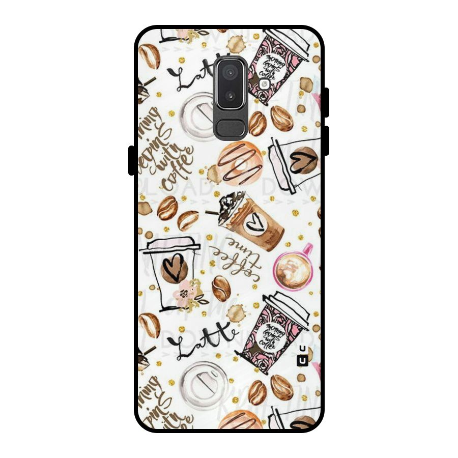 Cute Coffee Pattern Metal Back Case for Galaxy On8 (2018)