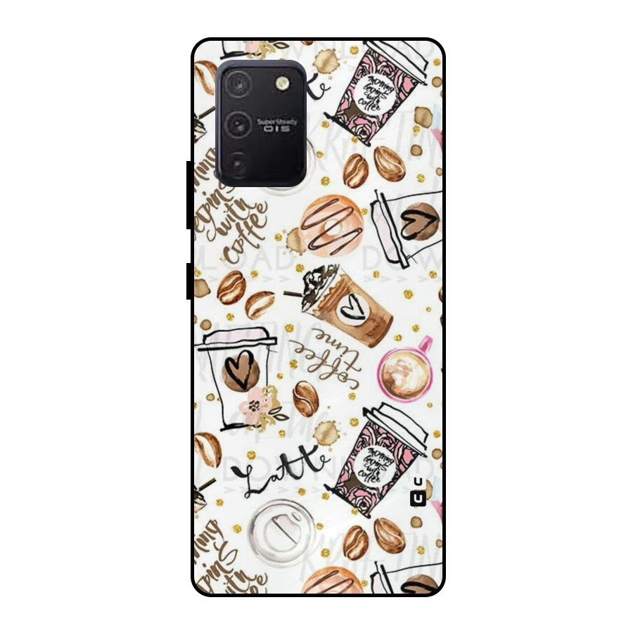 Cute Coffee Pattern Metal Back Case for Galaxy S10 Lite