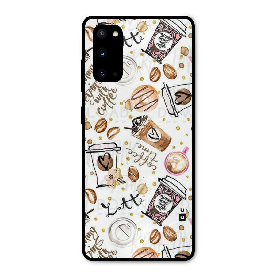 Cute Coffee Pattern Metal Back Case for Galaxy S20