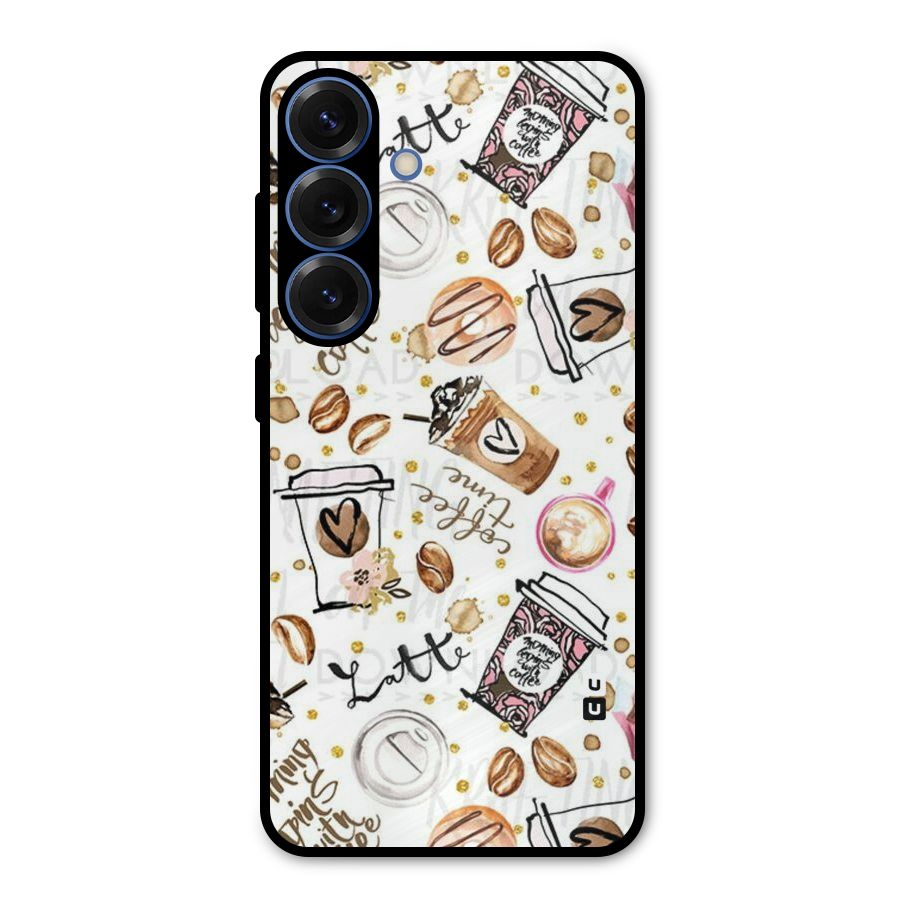 Cute Coffee Pattern Metal Back Case for Galaxy S25